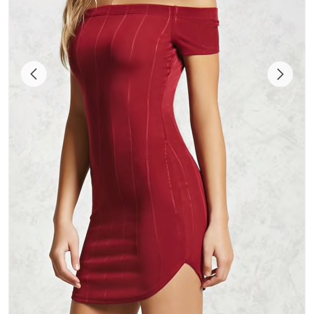 red tight body con off shoulder dress